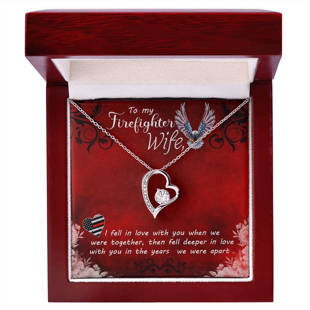 To My Wife I Fell in Love Firefighter Wife Forever Necklace w Message Card-Express Your Love Gifts