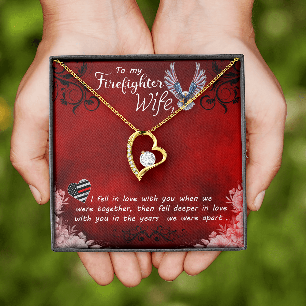 To My Wife I Fell in Love Firefighter Wife Forever Necklace w Message Card-Express Your Love Gifts