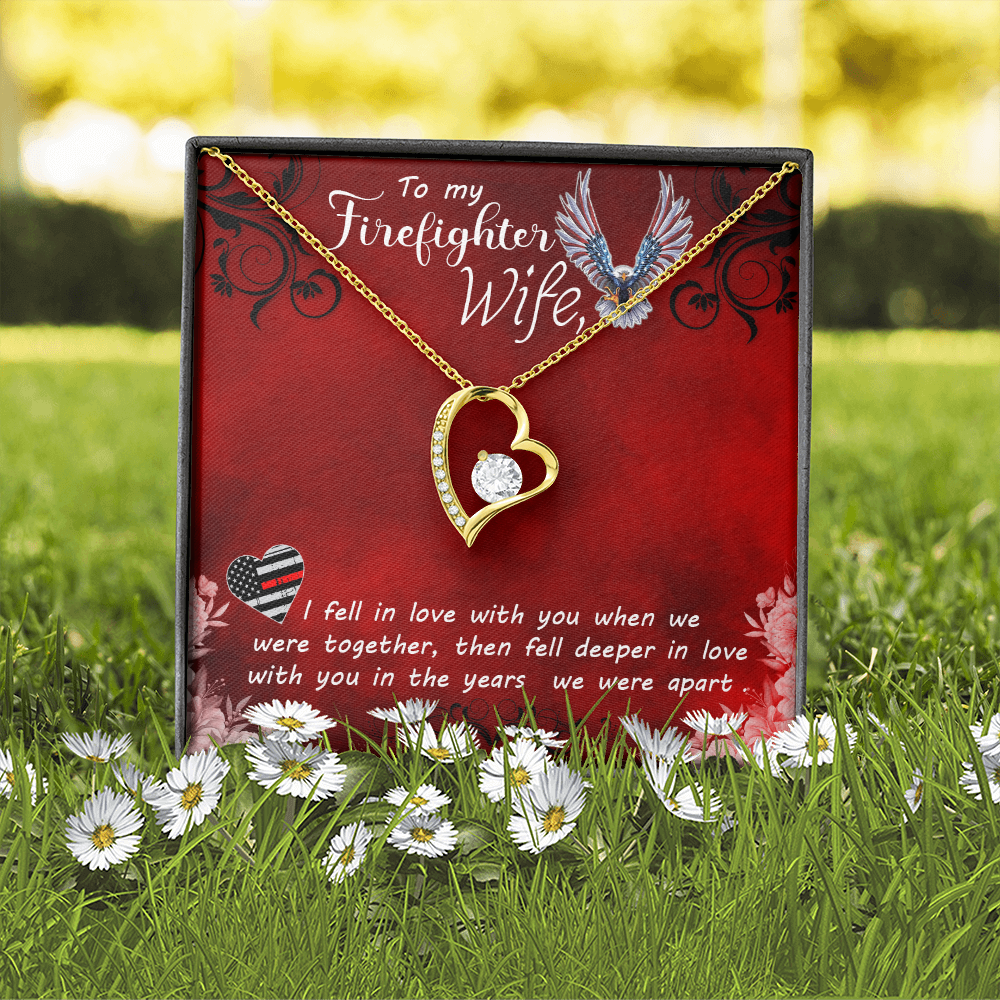 To My Wife I Fell in Love Firefighter Wife Forever Necklace w Message Card-Express Your Love Gifts