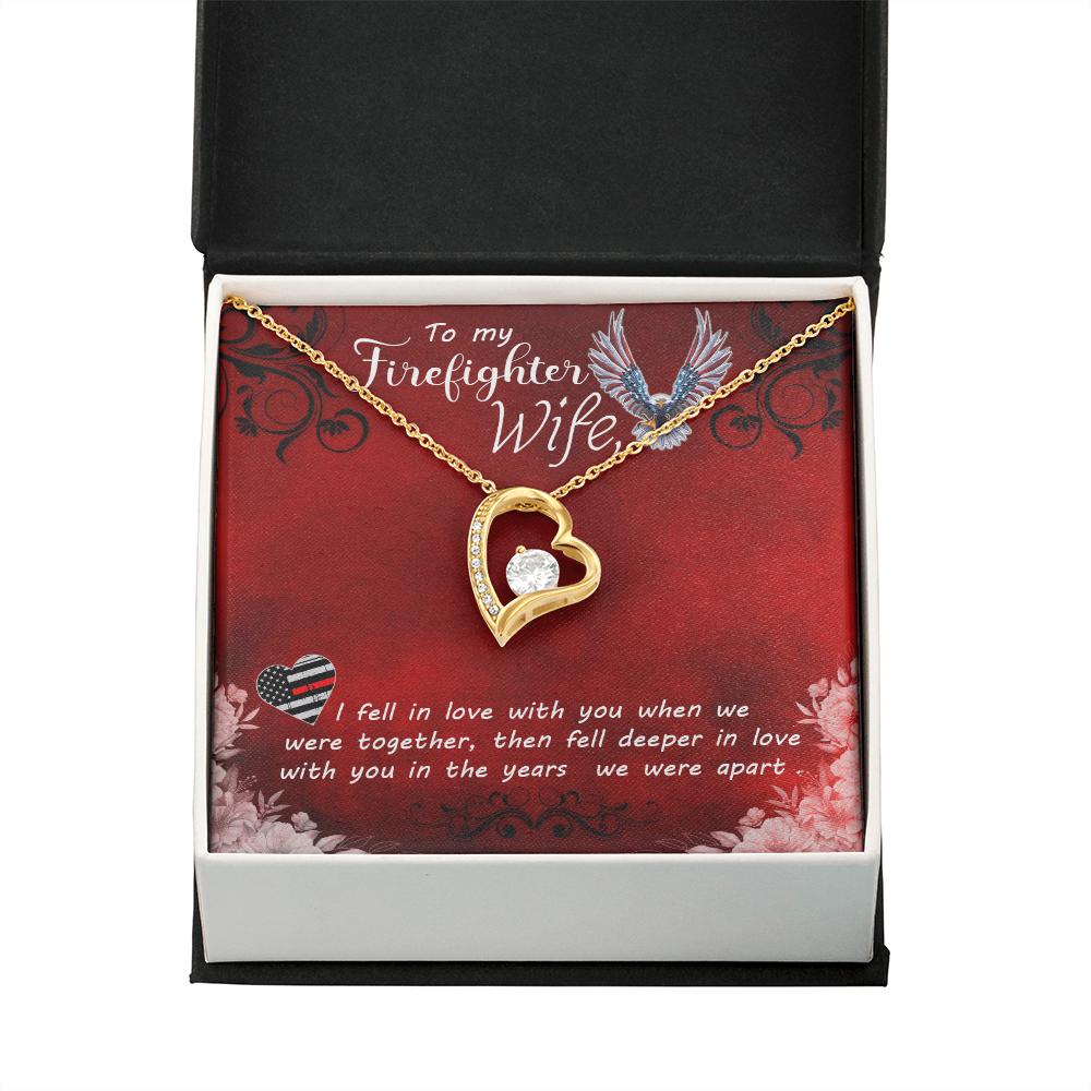 To My Wife I Fell in Love Firefighter Wife Forever Necklace w Message Card-Express Your Love Gifts