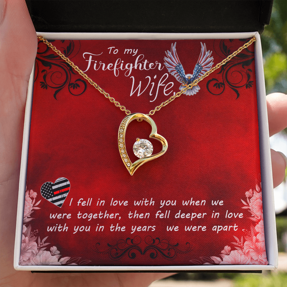 To My Wife I Fell in Love Firefighter Wife Forever Necklace w Message Card-Express Your Love Gifts