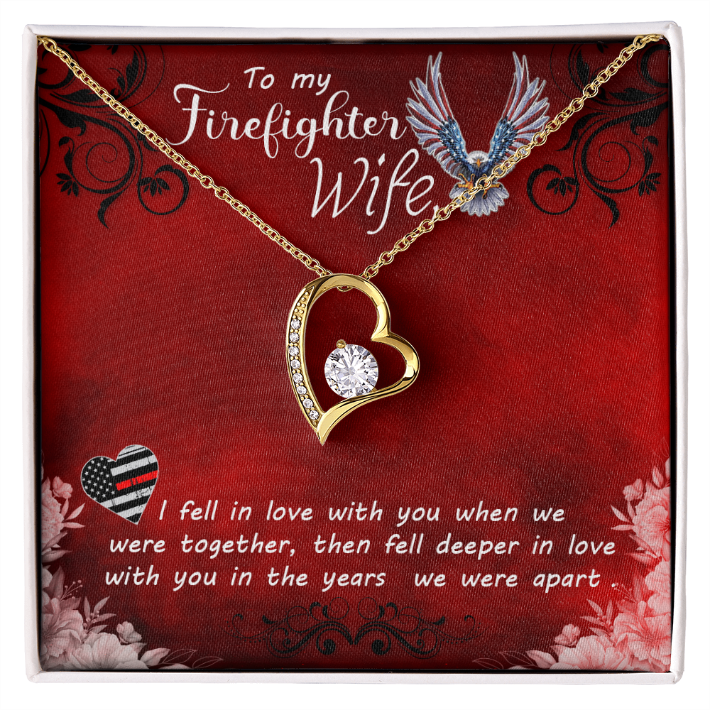 To My Wife I Fell in Love Firefighter Wife Forever Necklace w Message Card-Express Your Love Gifts