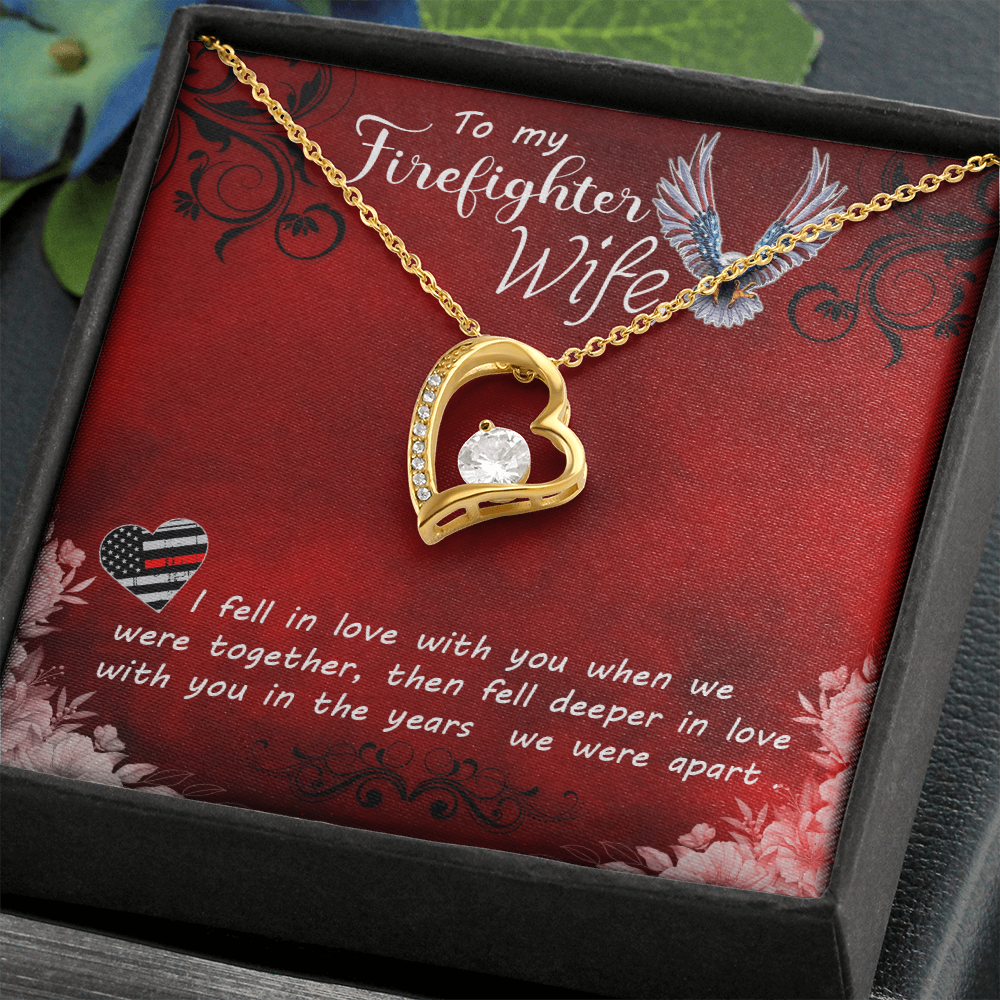 To My Wife I Fell in Love Firefighter Wife Forever Necklace w Message Card-Express Your Love Gifts