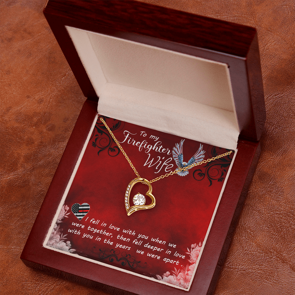 To My Wife I Fell in Love Firefighter Wife Forever Necklace w Message Card-Express Your Love Gifts