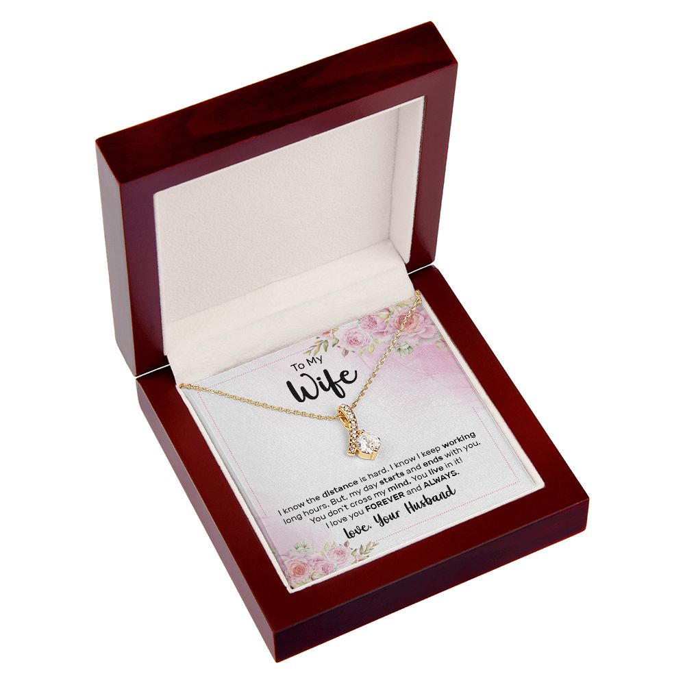 To My Wife I Know the Distance is Hard Alluring Ribbon Necklace Message Card-Express Your Love Gifts