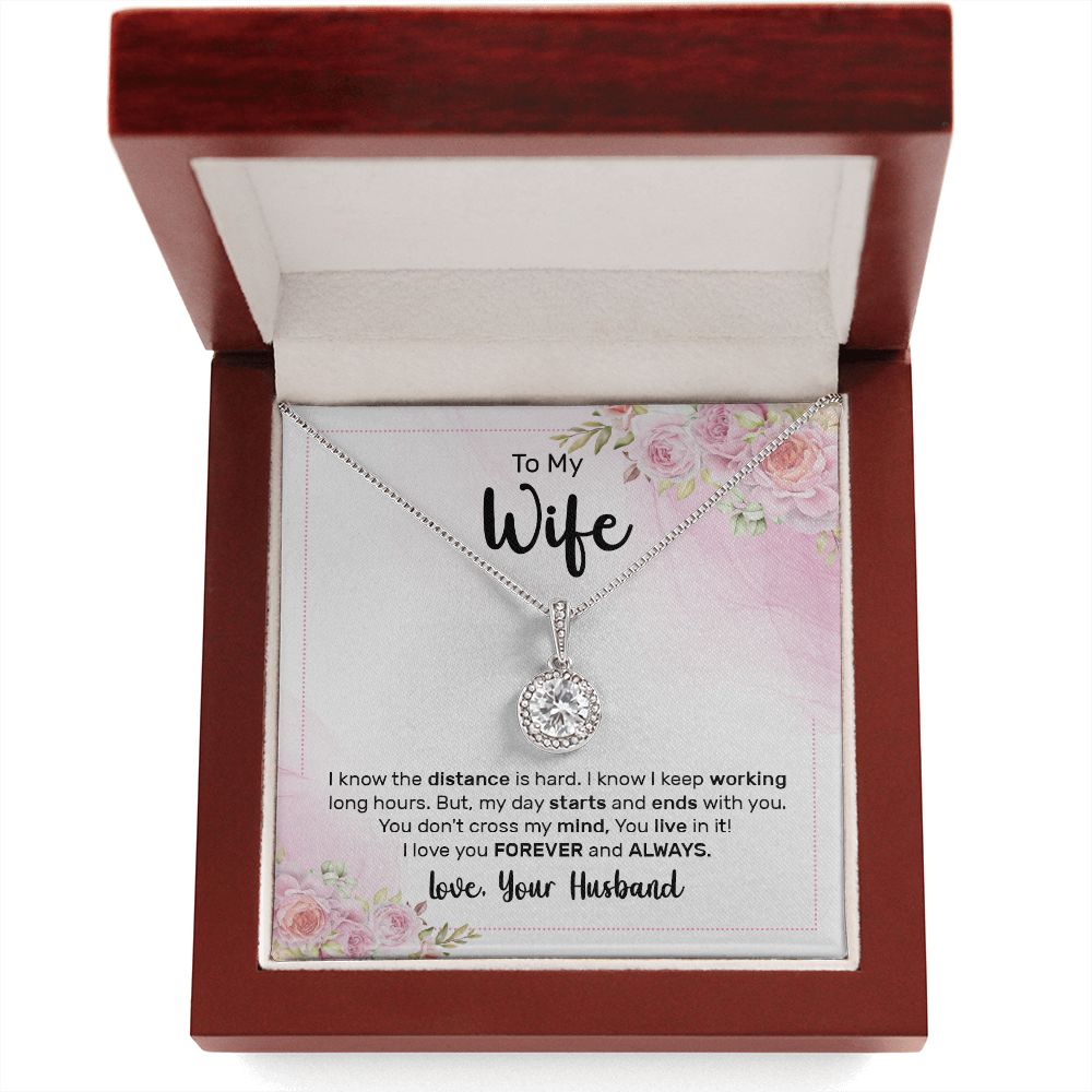 To My Wife I Know the Distance is Hard Eternal Hope Necklace Message Card-Express Your Love Gifts