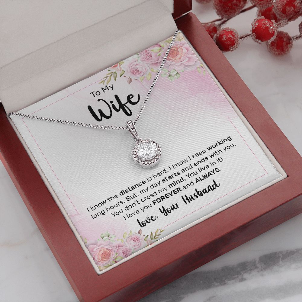 To My Wife I Know the Distance is Hard Eternal Hope Necklace Message Card-Express Your Love Gifts