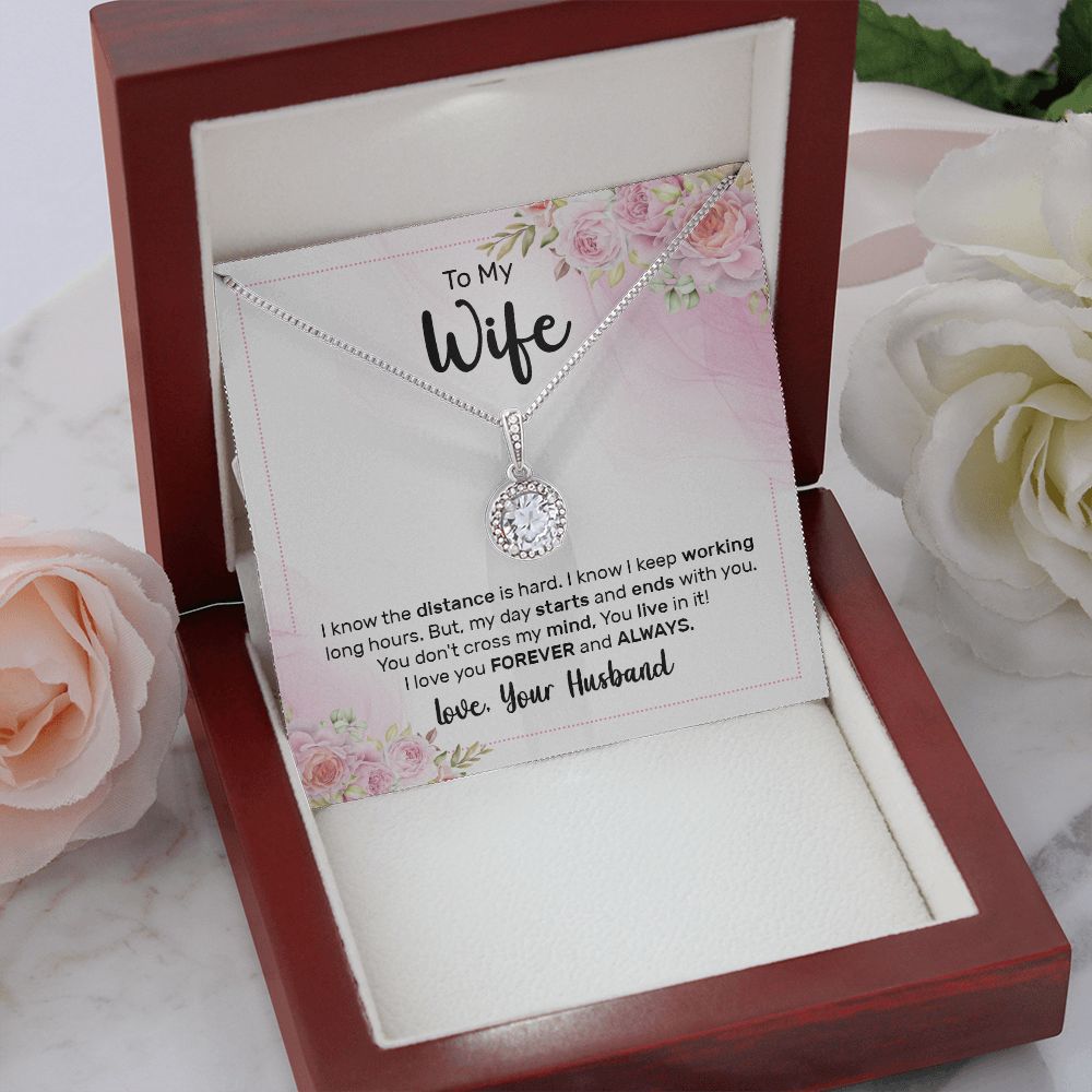 To My Wife I Know the Distance is Hard Eternal Hope Necklace Message Card-Express Your Love Gifts