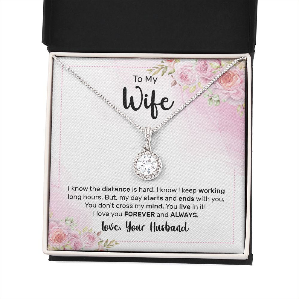 To My Wife I Know the Distance is Hard Eternal Hope Necklace Message Card-Express Your Love Gifts