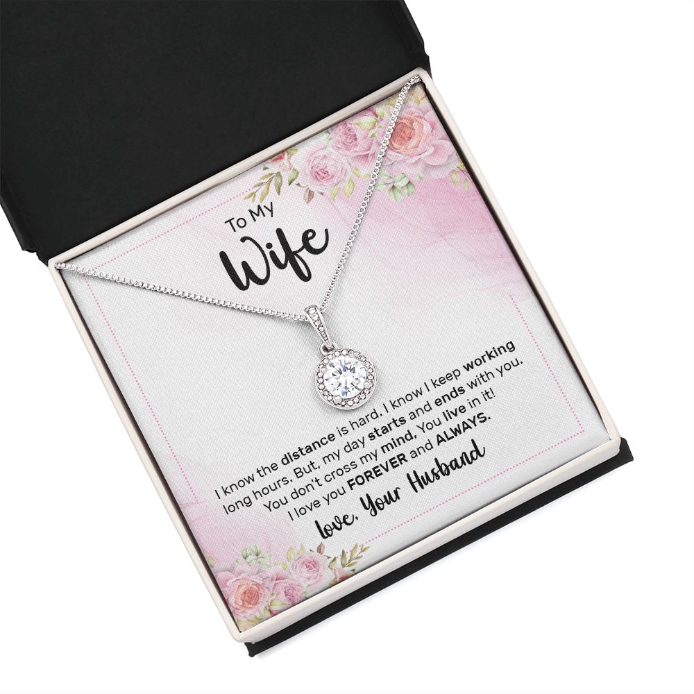 To My Wife I Know the Distance is Hard Eternal Hope Necklace Message Card-Express Your Love Gifts