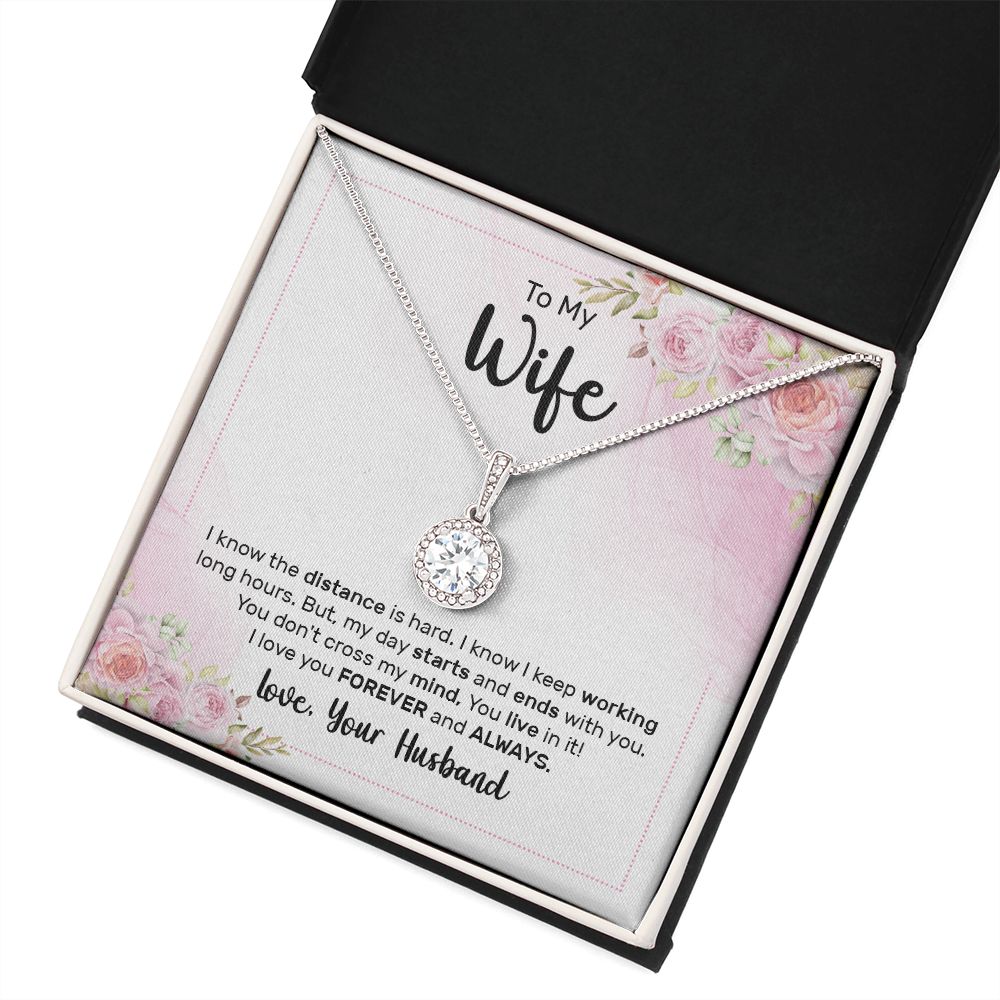 To My Wife I Know the Distance is Hard Eternal Hope Necklace Message Card-Express Your Love Gifts