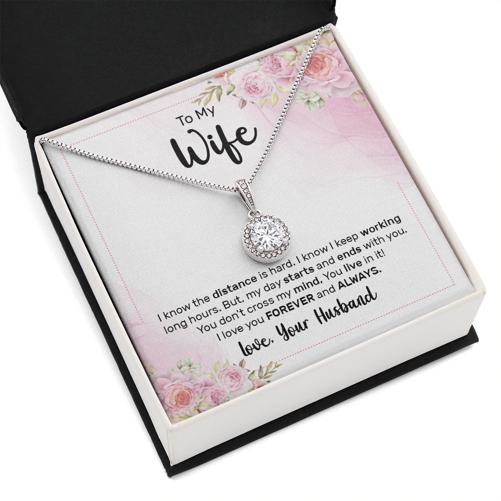 To My Wife I Know the Distance is Hard Eternal Hope Necklace Message Card-Express Your Love Gifts