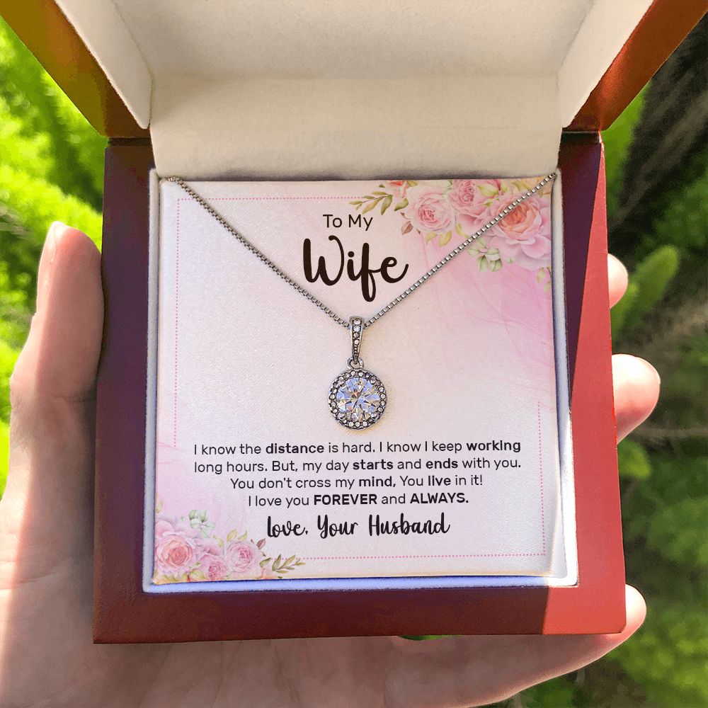 To My Wife I Know the Distance is Hard Eternal Hope Necklace Message Card-Express Your Love Gifts