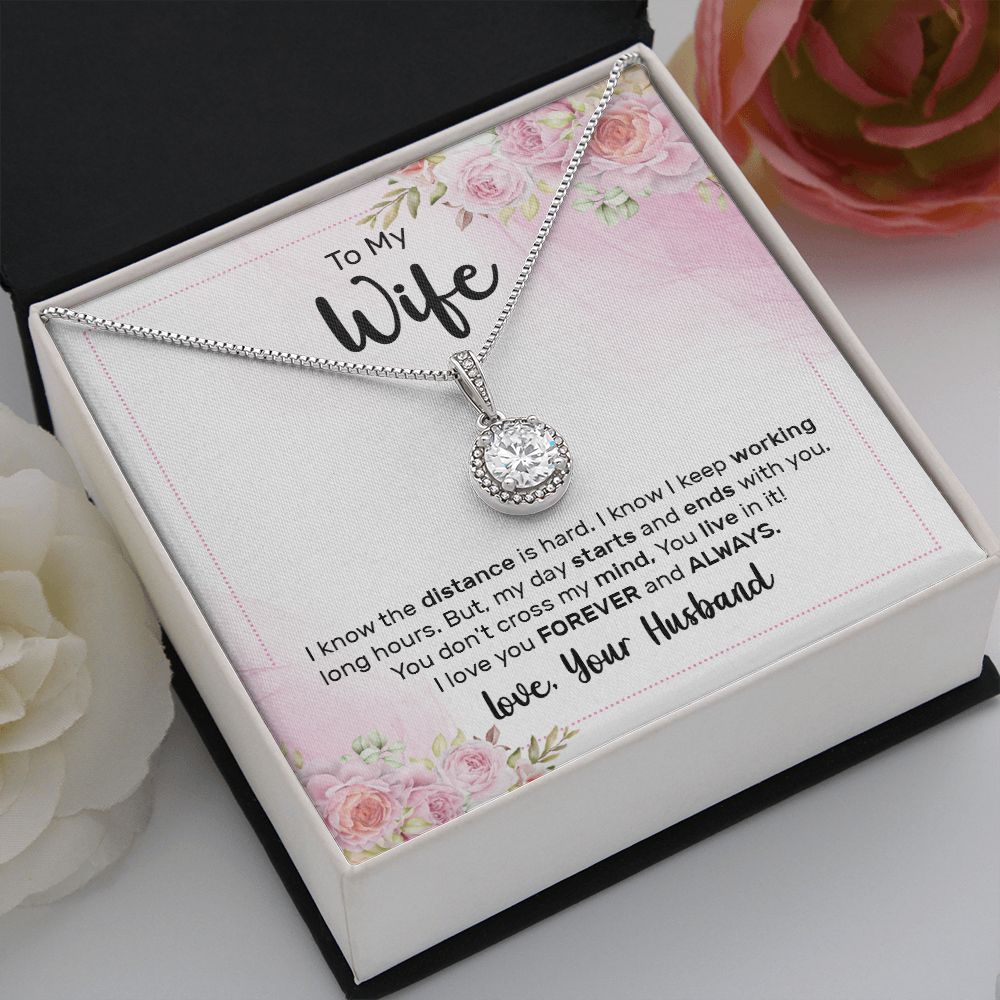 To My Wife I Know the Distance is Hard Eternal Hope Necklace Message Card-Express Your Love Gifts