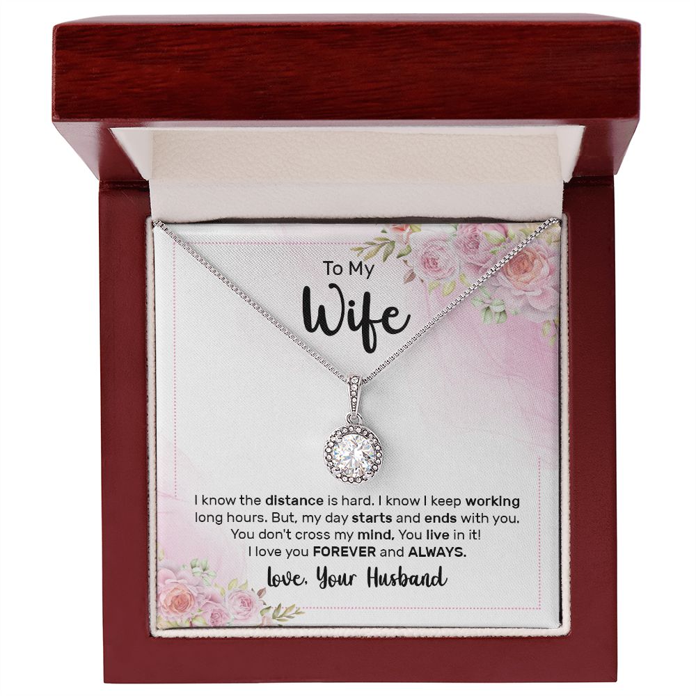 To My Wife I Know the Distance is Hard Eternal Hope Necklace Message Card-Express Your Love Gifts