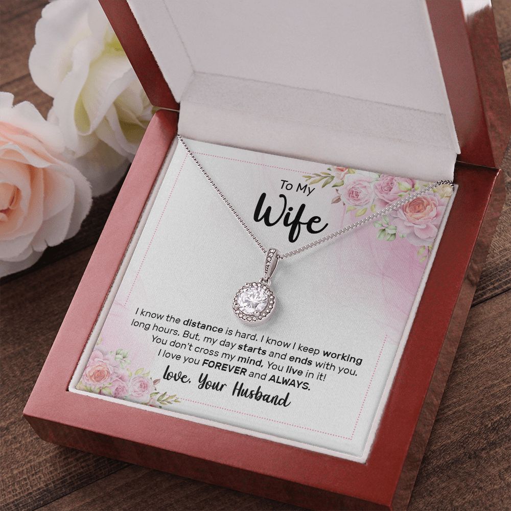 To My Wife I Know the Distance is Hard Eternal Hope Necklace Message Card-Express Your Love Gifts