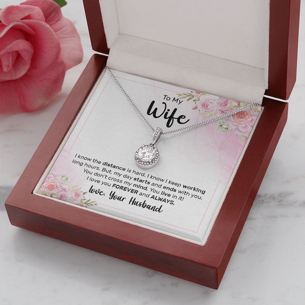 To My Wife I Know the Distance is Hard Eternal Hope Necklace Message Card-Express Your Love Gifts