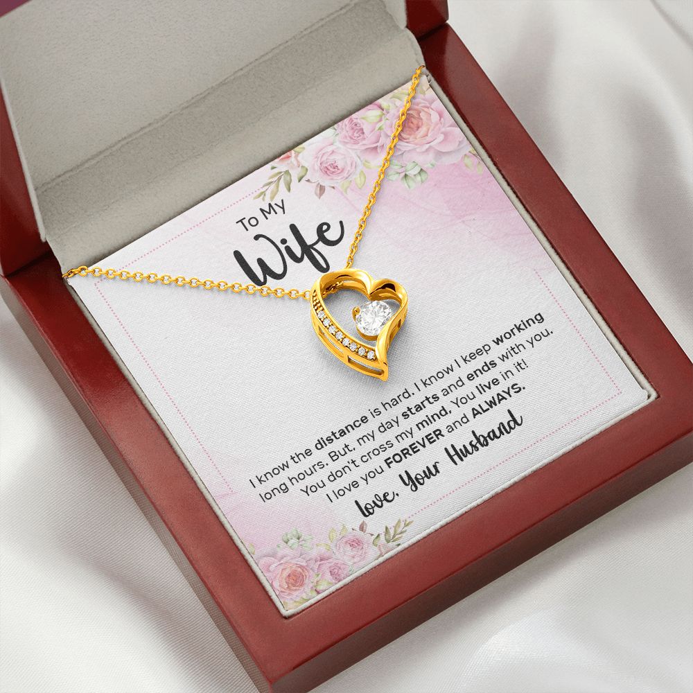 To My Wife I Know the Distance is Hard Forever Necklace w Message Card-Express Your Love Gifts