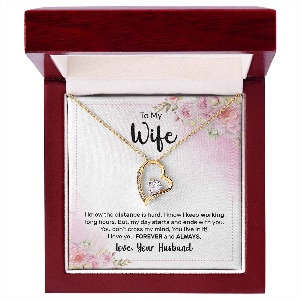 To My Wife I Know the Distance is Hard Forever Necklace w Message Card-Express Your Love Gifts