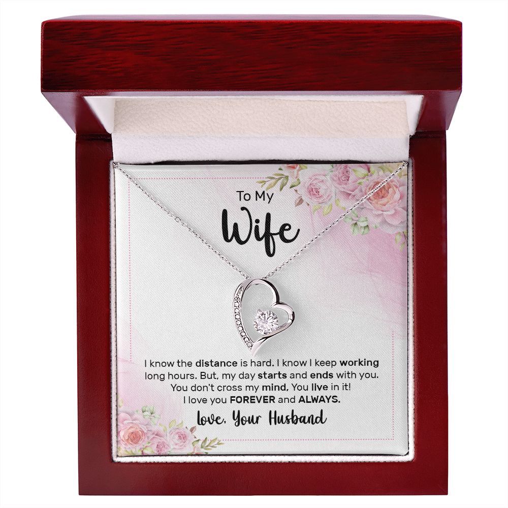 To My Wife I Know the Distance is Hard Forever Necklace w Message Card-Express Your Love Gifts