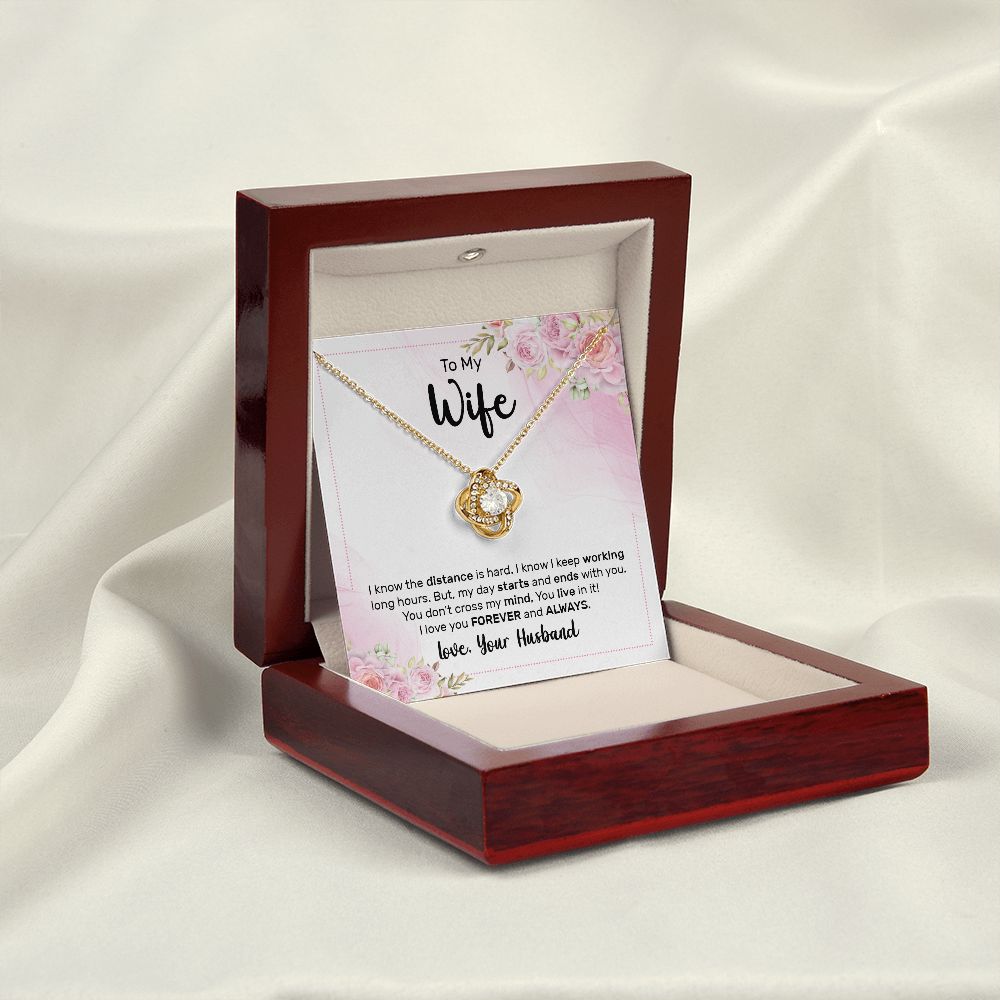 To My Wife I Know the Distance is Hard Infinity Knot Necklace Message Card-Express Your Love Gifts