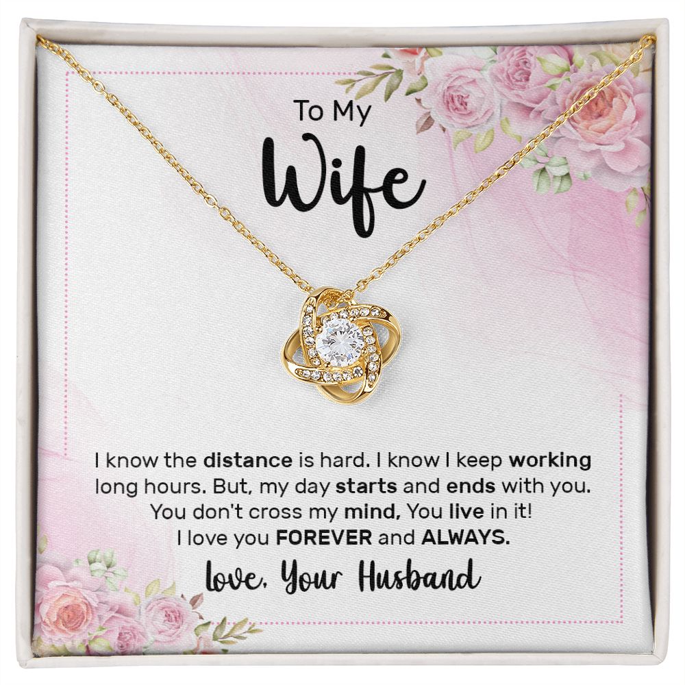 To My Wife I Know the Distance is Hard Infinity Knot Necklace Message Card-Express Your Love Gifts