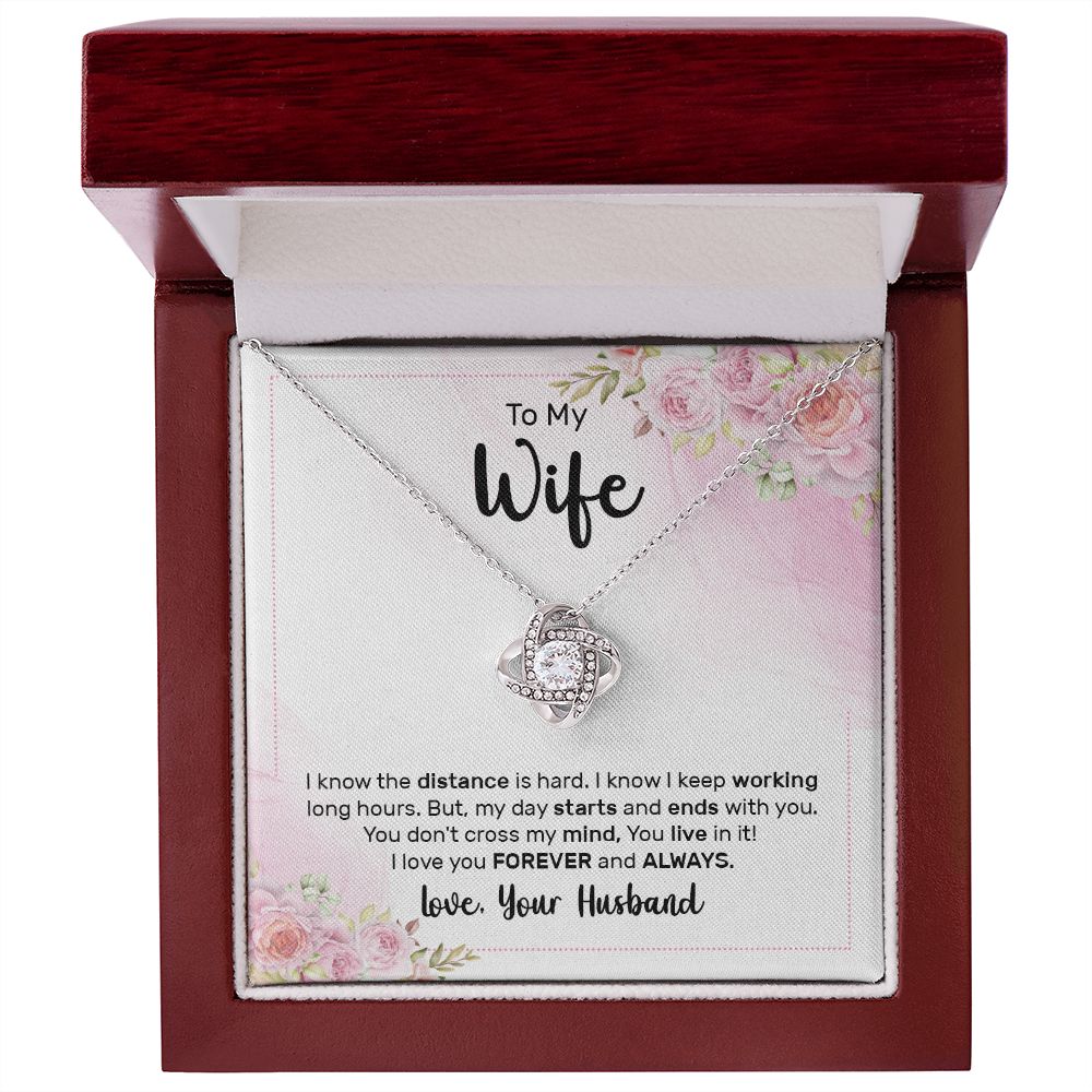 To My Wife I Know the Distance is Hard Infinity Knot Necklace Message Card-Express Your Love Gifts