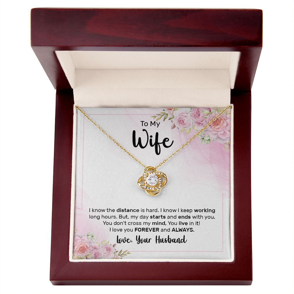 To My Wife I Know the Distance is Hard Infinity Knot Necklace Message Card-Express Your Love Gifts