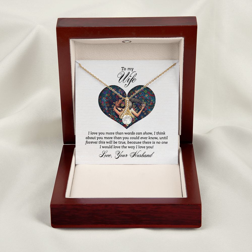 To My Wife I Love You More Alluring Ribbon Necklace Message Card-Express Your Love Gifts