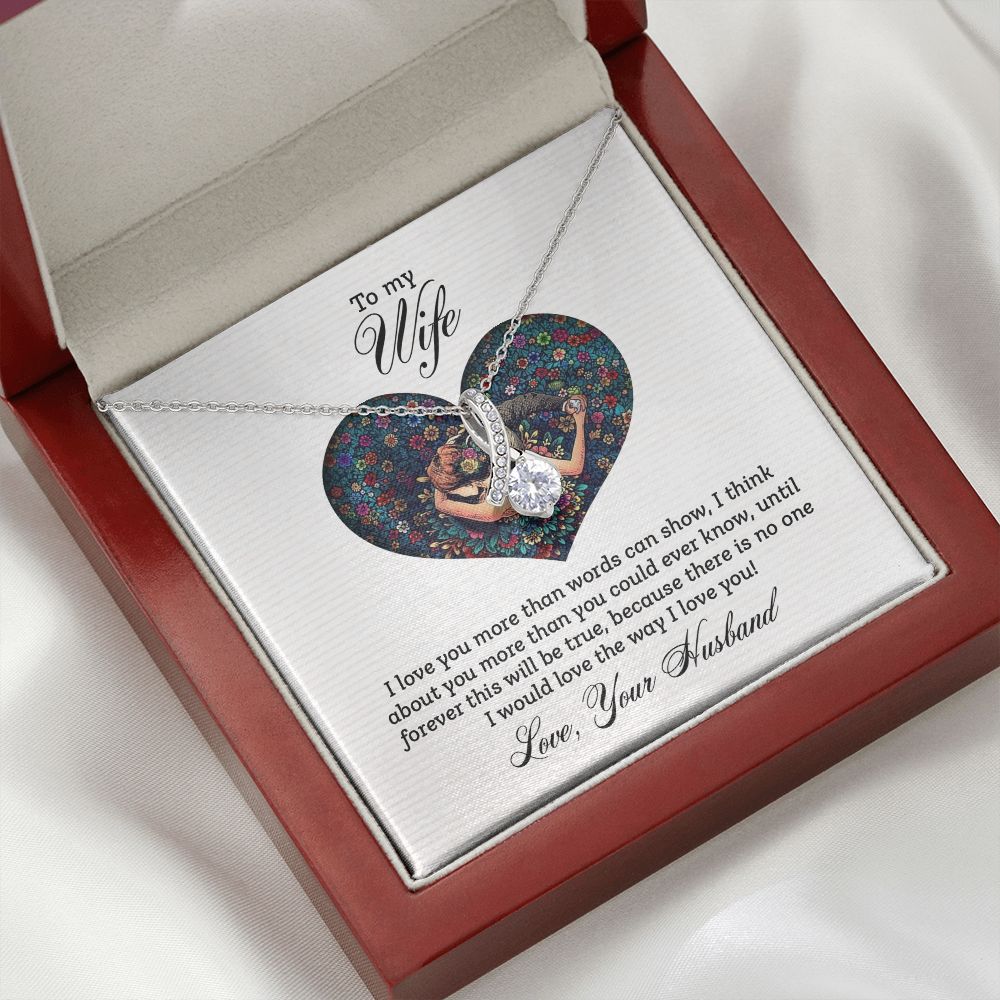 To My Wife I Love You More Alluring Ribbon Necklace Message Card-Express Your Love Gifts