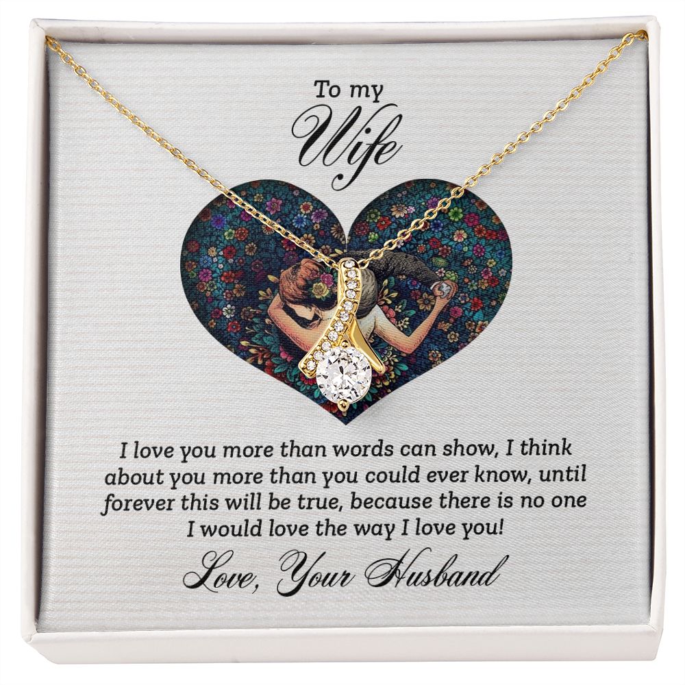 To My Wife I Love You More Alluring Ribbon Necklace Message Card-Express Your Love Gifts