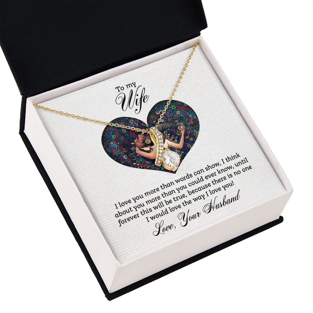 To My Wife I Love You More Alluring Ribbon Necklace Message Card-Express Your Love Gifts