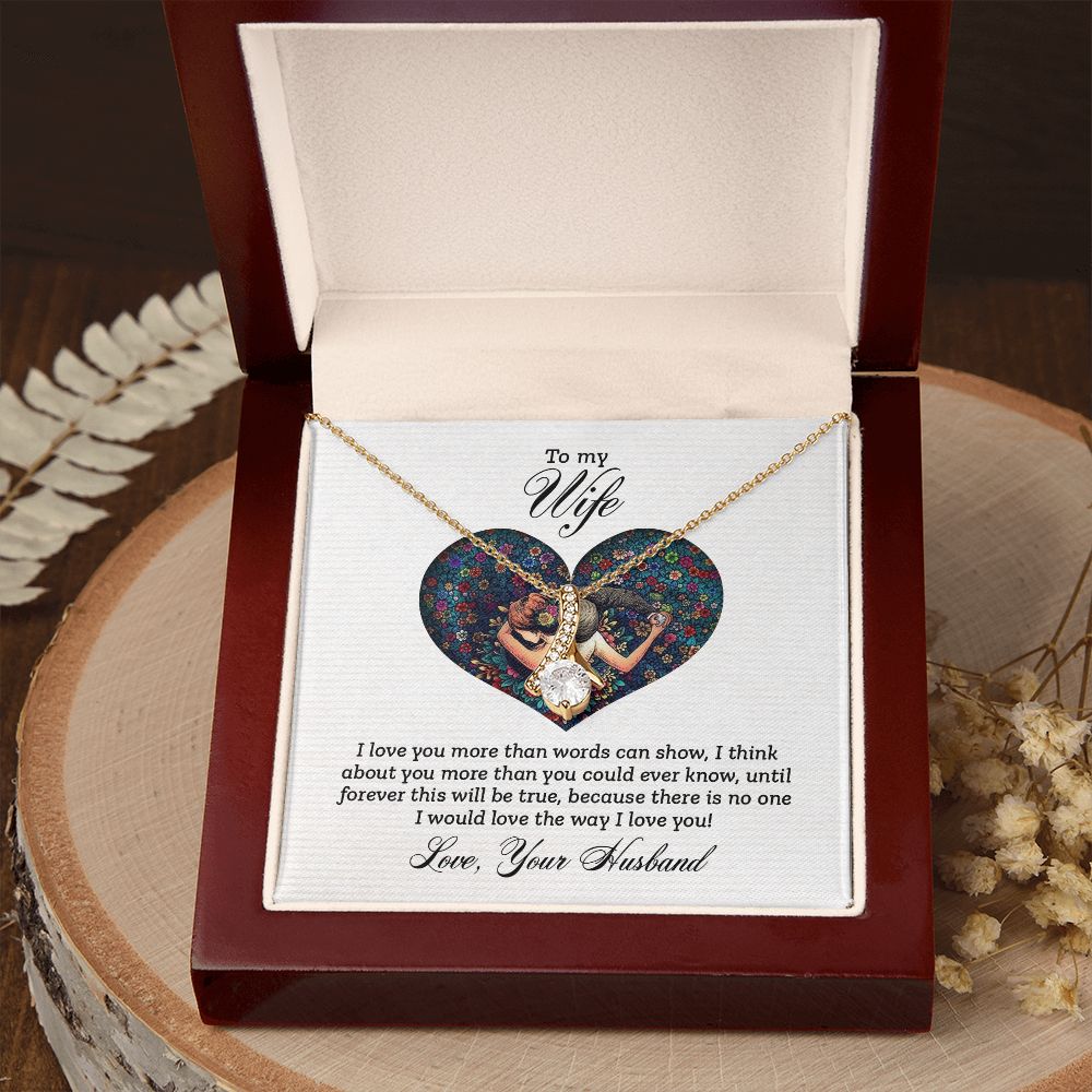 To My Wife I Love You More Alluring Ribbon Necklace Message Card-Express Your Love Gifts