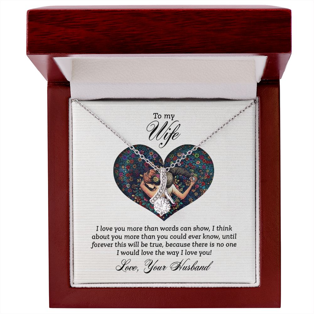 To My Wife I Love You More Alluring Ribbon Necklace Message Card-Express Your Love Gifts