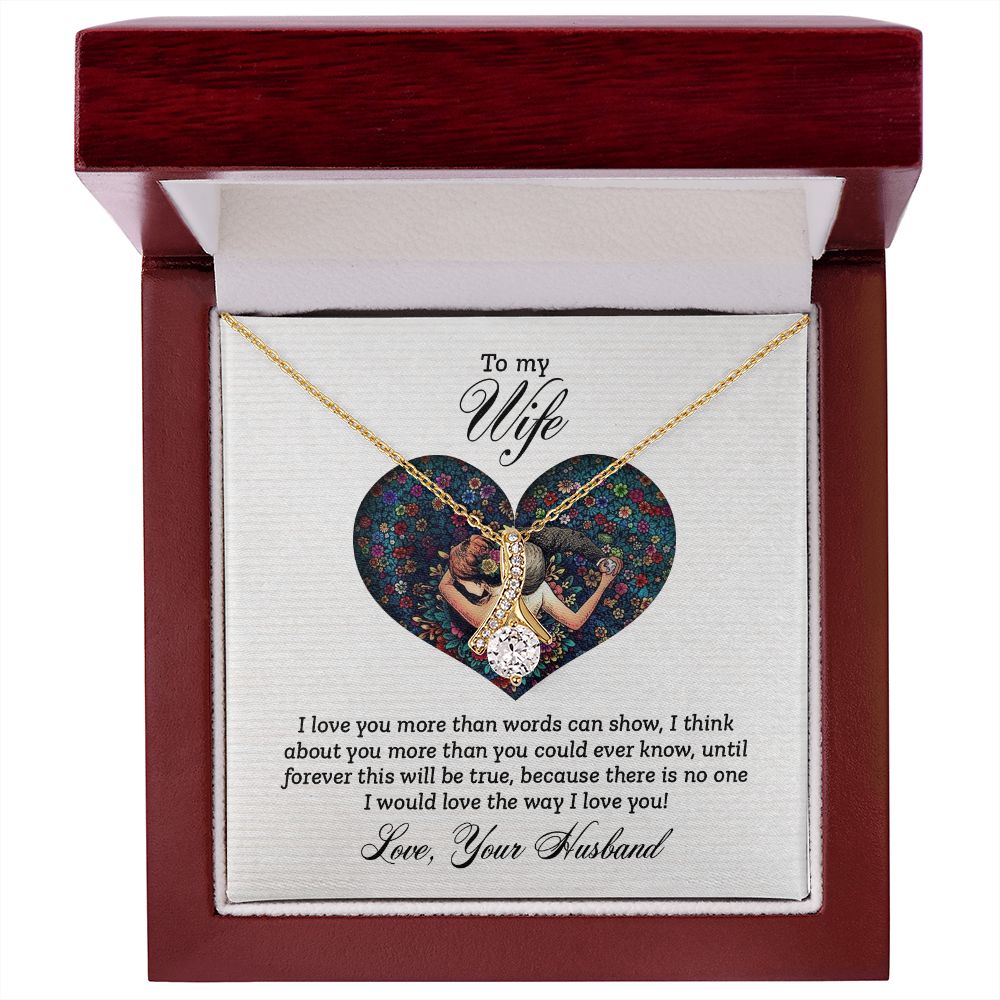 To My Wife I Love You More Alluring Ribbon Necklace Message Card-Express Your Love Gifts