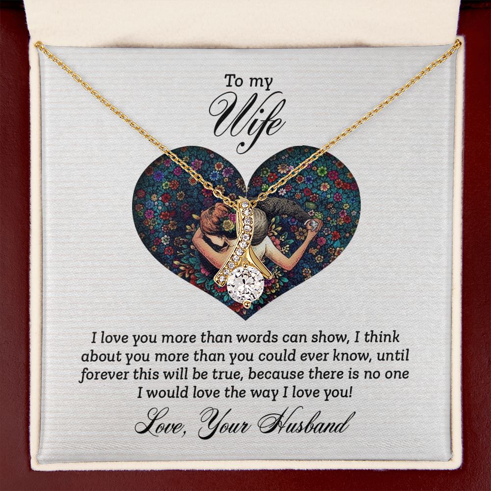 To My Wife I Love You More Alluring Ribbon Necklace Message Card-Express Your Love Gifts