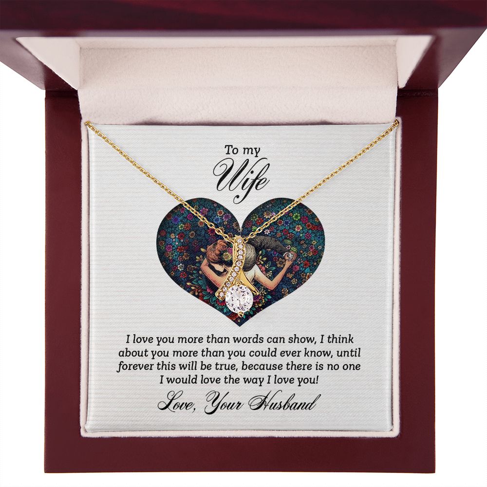 To My Wife I Love You More Alluring Ribbon Necklace Message Card-Express Your Love Gifts