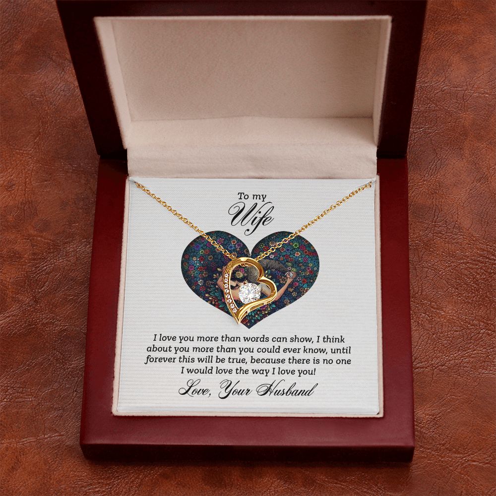 To My Wife I Love You More Forever Necklace w Message Card-Express Your Love Gifts