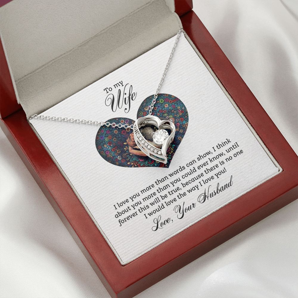 To My Wife I Love You More Forever Necklace w Message Card-Express Your Love Gifts