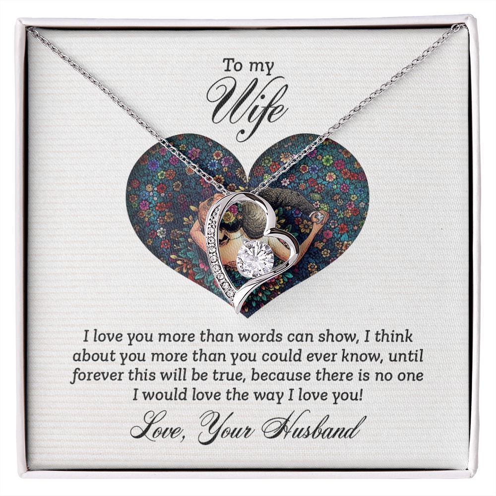 To My Wife I Love You More Forever Necklace w Message Card-Express Your Love Gifts