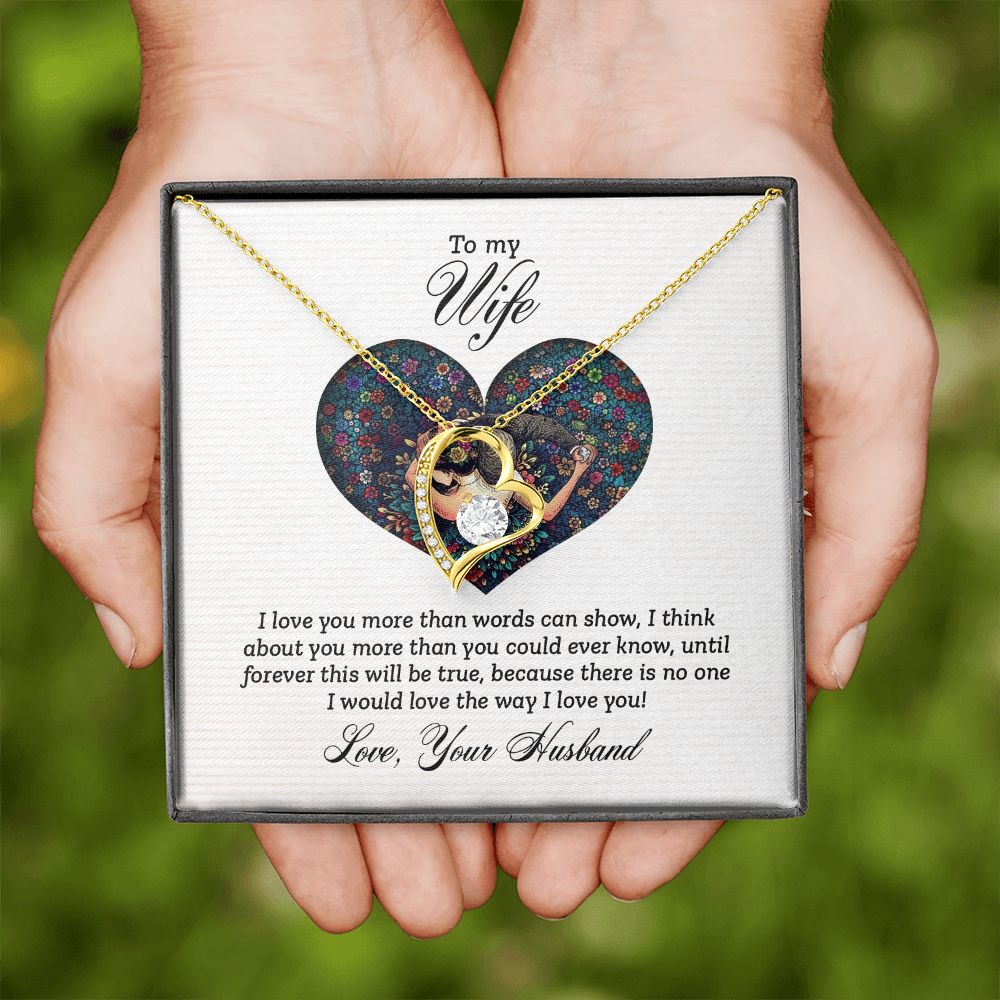 To My Wife I Love You More Forever Necklace w Message Card-Express Your Love Gifts