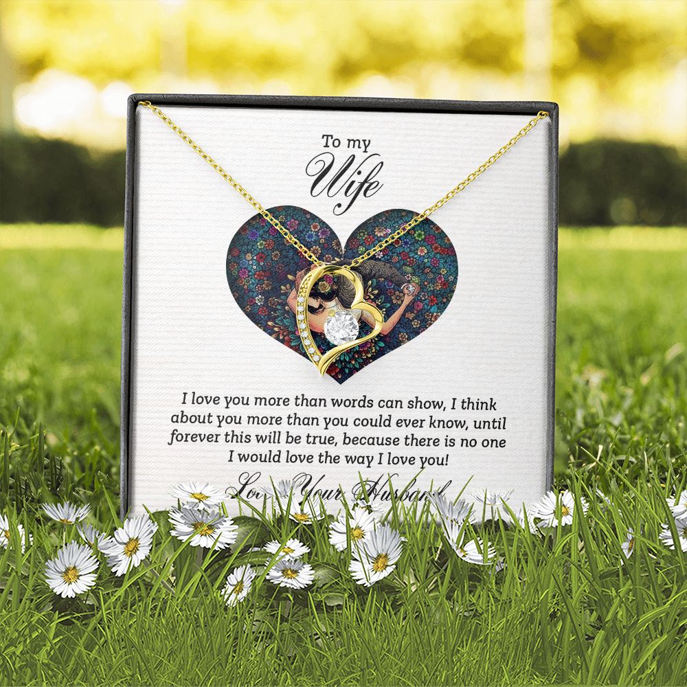 To My Wife I Love You More Forever Necklace w Message Card-Express Your Love Gifts