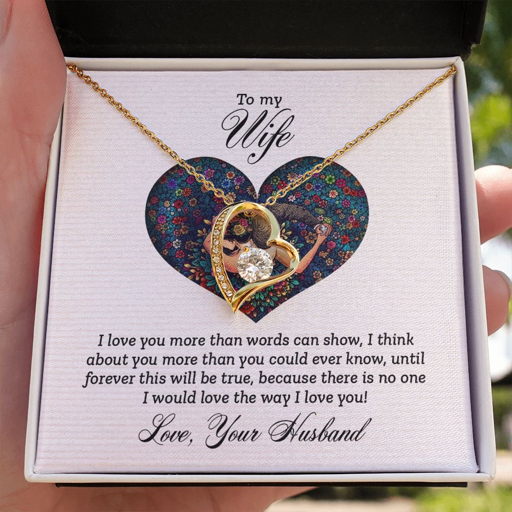 To My Wife I Love You More Forever Necklace w Message Card-Express Your Love Gifts