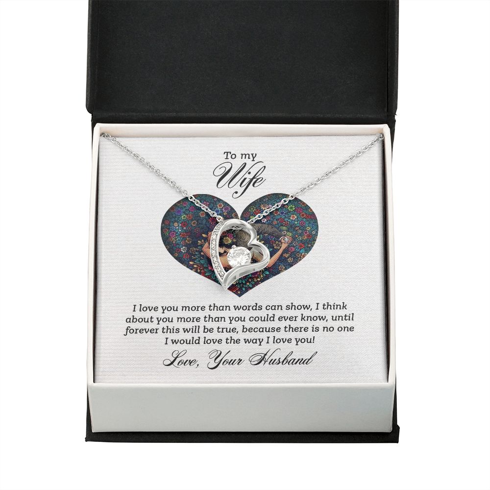 To My Wife I Love You More Forever Necklace w Message Card-Express Your Love Gifts