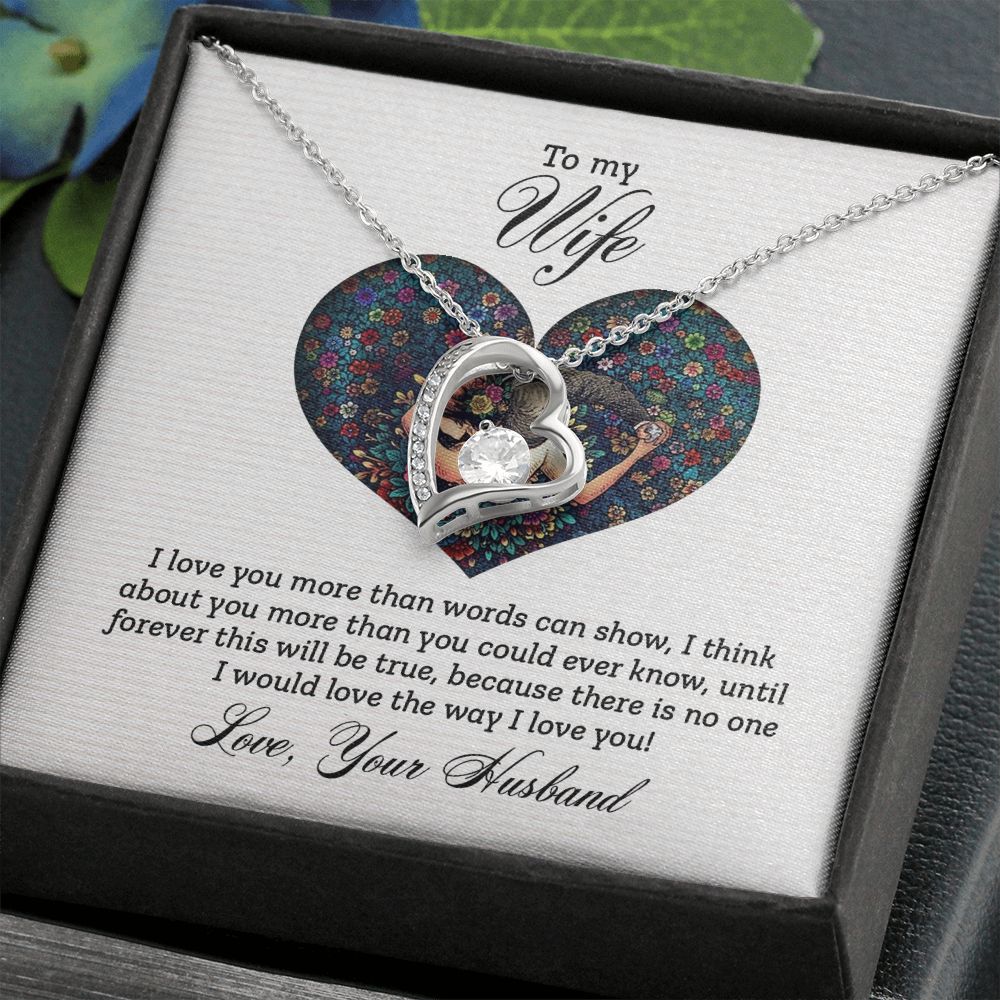To My Wife I Love You More Forever Necklace w Message Card-Express Your Love Gifts
