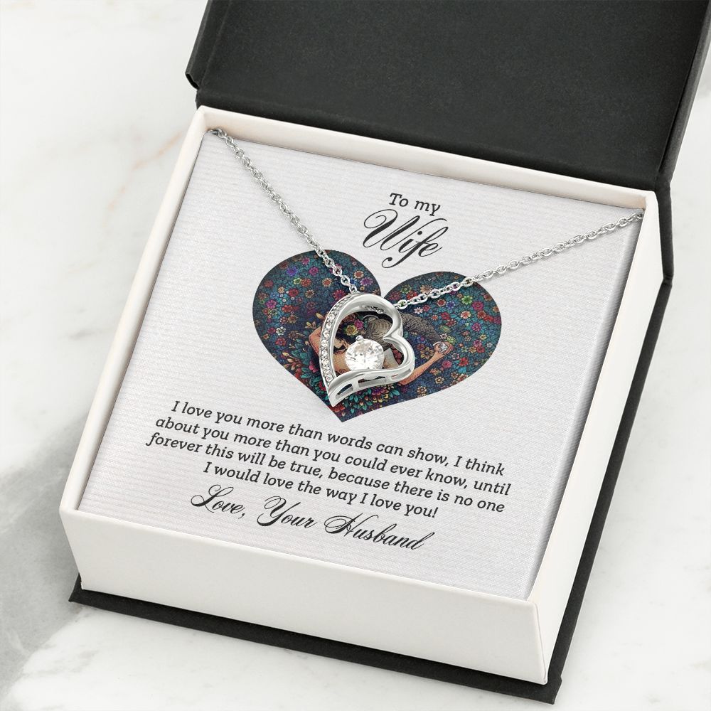 To My Wife I Love You More Forever Necklace w Message Card-Express Your Love Gifts