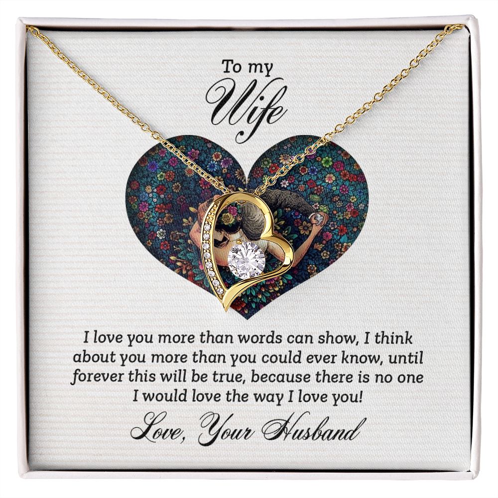 To My Wife I Love You More Forever Necklace w Message Card-Express Your Love Gifts