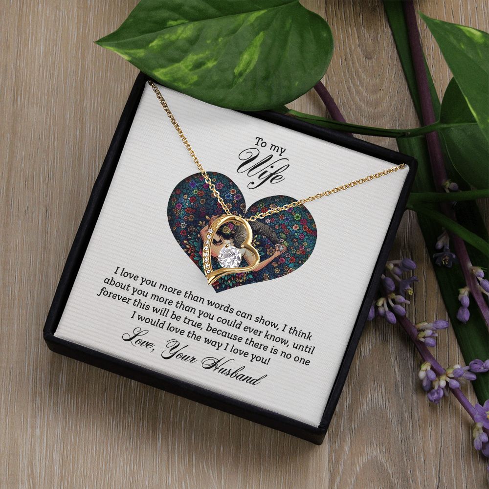 To My Wife I Love You More Forever Necklace w Message Card-Express Your Love Gifts