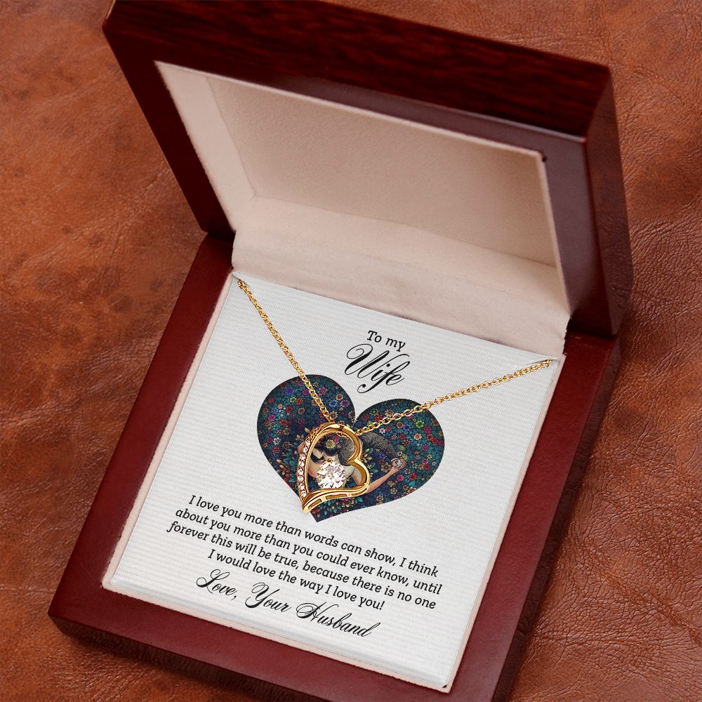 To My Wife I Love You More Forever Necklace w Message Card-Express Your Love Gifts