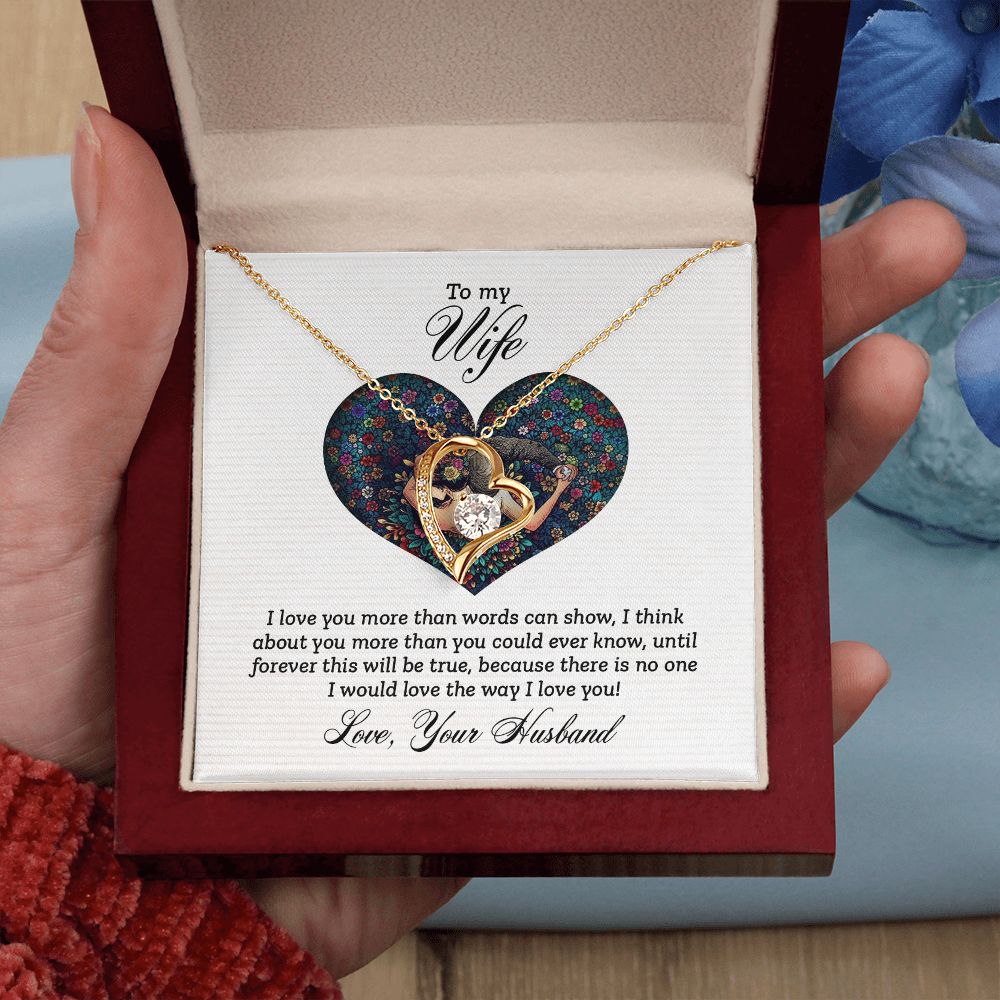 To My Wife I Love You More Forever Necklace w Message Card-Express Your Love Gifts